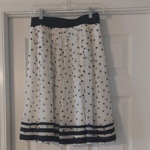 White House Black Market Black and White Polka Dot A-Line Skirt